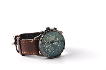 men wrist hand watch isolate on white