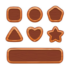 Cartoon wooden shapes set.