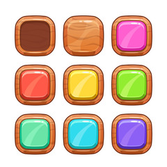 Cartoon wooden buttons set.