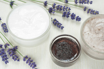 Cream, lavender flowers