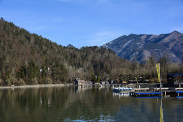 landscape view of the shore of lake St Wolfgang (Wolfgangsee)