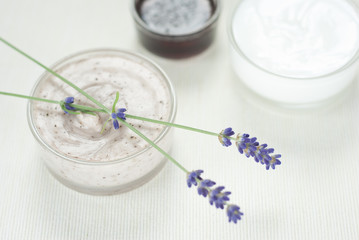 Cream, lavender flowers