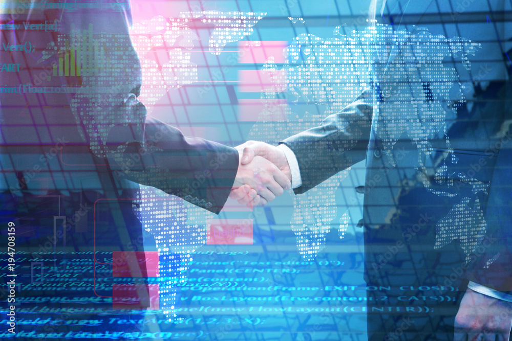 Poster global business and computing concept