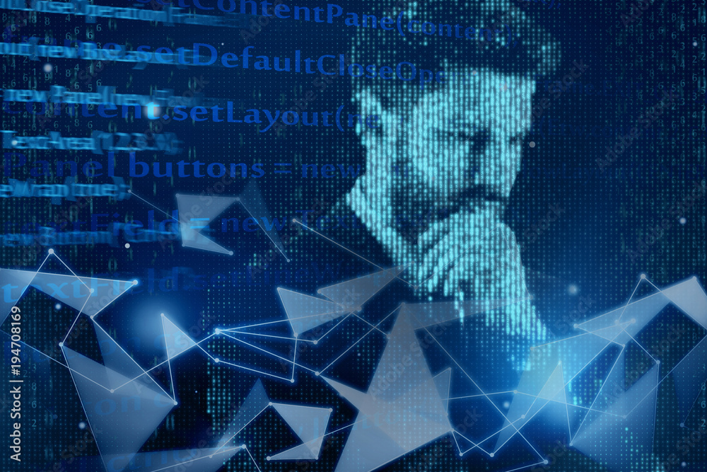 Poster abstract html background with digital male