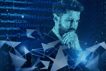 Abstract HTML background with digital male