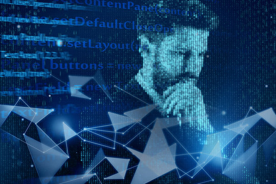 Abstract HTML background with digital male