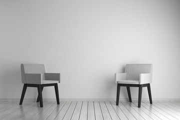 White living room with chairs