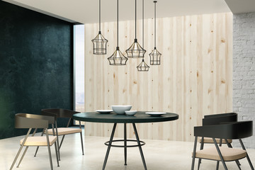 Wooden living room interior