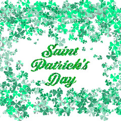 Saint Patrick's day Festival. Irish celebration.Green clover shamrock leaves on isolate background for poster, greeting card, party invitation, banner other users Vector illustration