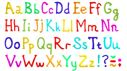 Plasticine alphabet on a white