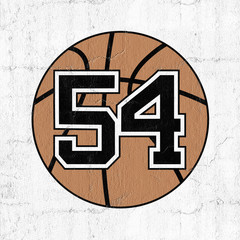 ball of basketball symbol with number 54