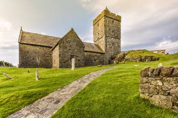 Fototapeta na wymiar Entrance of St.Clement's church at Rodel, ancient chapel on Harris and Lewis Island, Outer Hebrides, Highlands, Scotland, Great Britain
