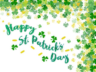 Saint Patrick's day Festival. Irish celebration.Green clover shamrock leaves on isolate background for poster, greeting card, party invitation, banner other users Vector illustration