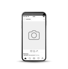 Social network photo frame mobile template. Social media app vector illustration