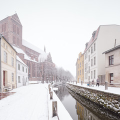 view on wismar during winter season