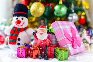 Christmas and Happy new year concept with gift boxes and christmas festive decorations. Happy time in long weekend Holiday