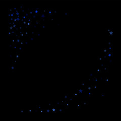 Blue Stars Confetti, Minimal Sparkling Vector Background. Premium Christmas Magic Glitter, Lights. Falling Blue Stars Confetti for Ads, Posters, Gift Cards Pattern. New Year Festival Garland Firework