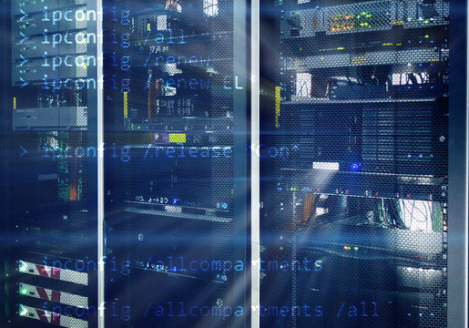 Server room. Web internet and network telecommunication technology, big data storage and cloud computing computer service business concept. - Powered by Adobe