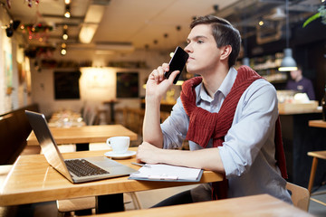Businessman in contemplation about new business project