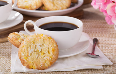Lemon crackle cookies and a cup of coffee