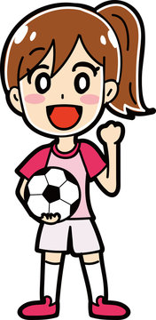 女子サッカー選手のイラスト素材