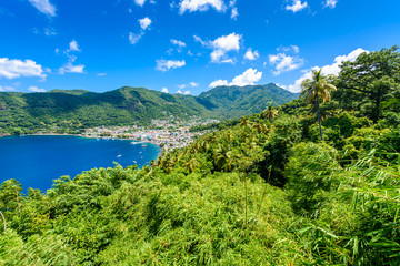 Soufriere Village - tropical coast on the Caribbean island of St. Lucia. It is a paradise...
