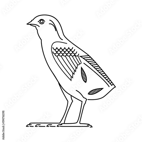 "Ancient Egyptian quail symbol line vector icon" Stock image and