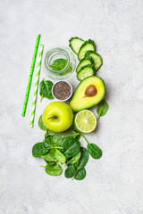 Ingredients for green smoothies. Healthy Diet Concept