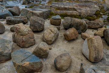 Fototapeta na wymiar Weathered granite boulders near The Gap, Torndirrup National Park, Albany, Western Australia