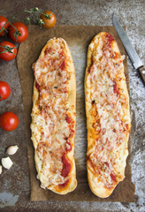 Margherita pizza on rustic background