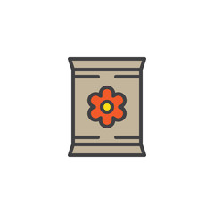 Flowers seed packet filled outline icon, line vector sign, linear colorful pictogram isolated on white. Organic symbol, logo illustration. Pixel perfect vector graphics