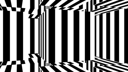 Abstract background with black and white stripes. 3d rendering