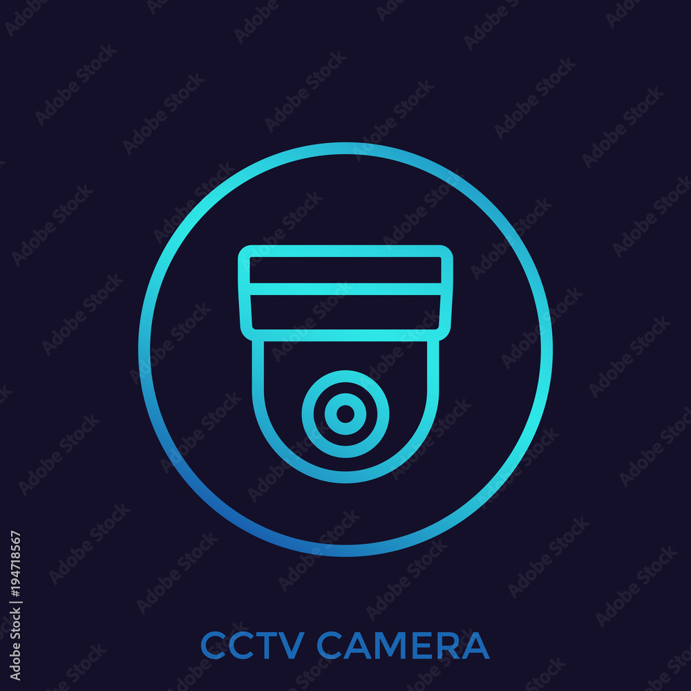 Sticker cctv camera icon, vector sign