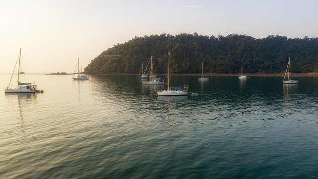 Aerial view boats on the sea