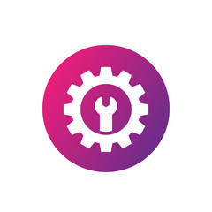 repair service icon, gear and wrench