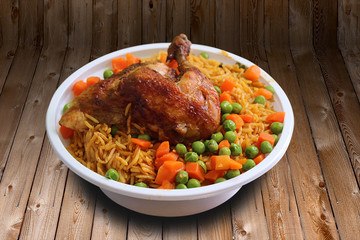 Rice dish and chicken