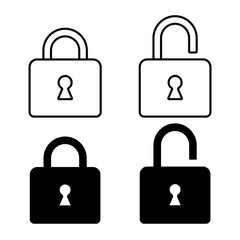 Vector set of isolated lock in white and black