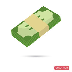 A bundle of cash color flat icon