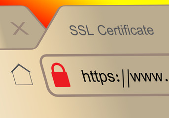 Obraz premium Close-up of a browser window showing lock icon during SSL connection
