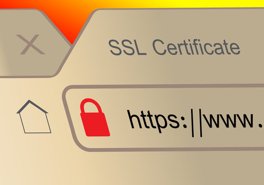 Close-up of a browser window showing lock icon during SSL connection
