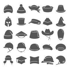 Different hats simple icon set