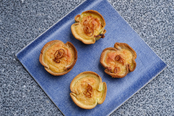 Close up Homemade    Taro Custard in Taro Toast Tarts. (selective Focus)