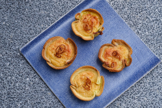 Close up Homemade    Taro Custard in Taro Toast Tarts. (selective Focus)