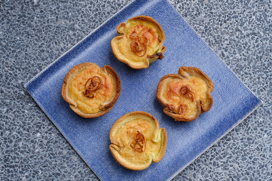 Close up Homemade    Taro Custard in Taro Toast Tarts. (selective Focus)