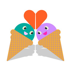 Fototapeta premium Ice cream love cartoon cute