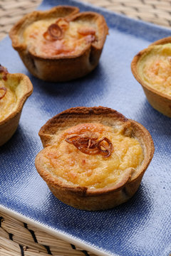 Close up Homemade    Taro Custard in Taro Toast Tarts. (selective Focus)