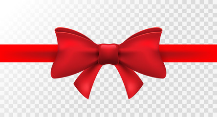 Red ribbon with red bow. Vector isolated bow decoration for holiday present. Gift element for card design © kolonko