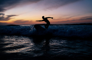 Sunset surfing
