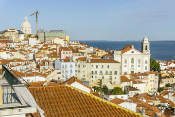 Fototapeta na wymiar Horizontal view of historic Alfama in Lisbon, Portugal