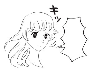 少女漫画風イラスト　睨む